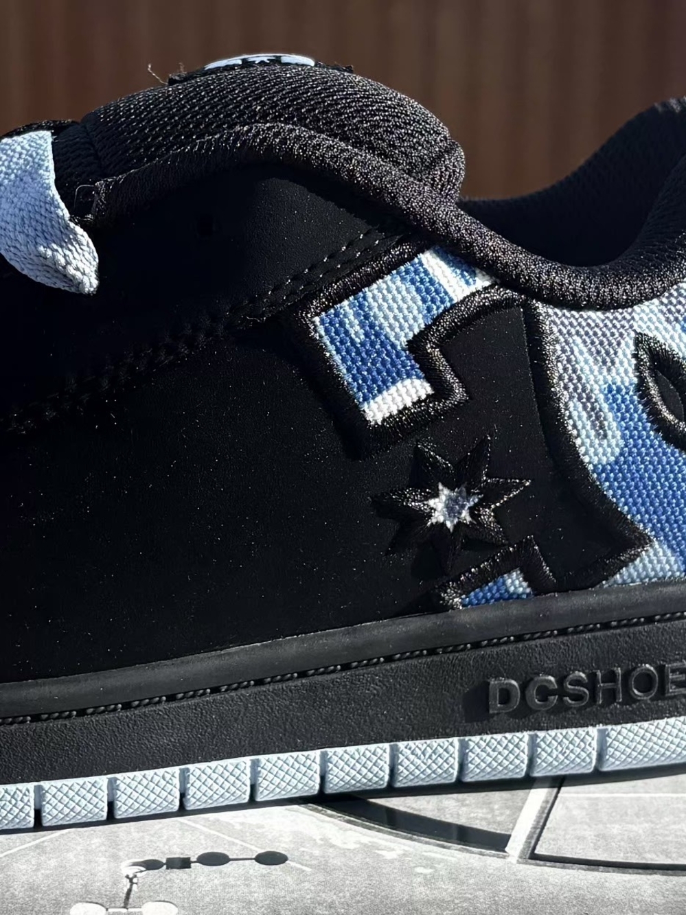 DC Women's Low-Top Sneakers - Black with Light Blue Camo - Picture 2 of 5